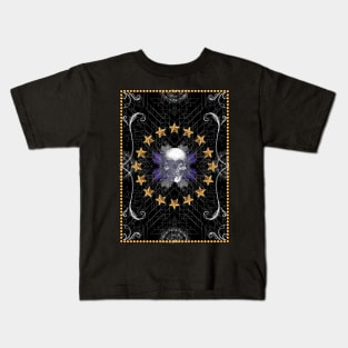 Black triangles abstract tribal pattern with a skull Kids T-Shirt